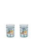The Konges Sloejd Glitter Cups - Today's Special (2 Pack) feature two clear cups with playful dog illustrations, hats and scarves, plus floating glitter and star confetti—perfect for adding sparkle to kids' drinks.