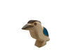 A high-quality Handmade Holzwald Kookaburra Bird with a simplistic design, featuring a pale body and a distinct blue patch on its wing. The bird is shown in profile against a plain white background.
