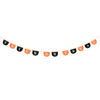 The Meri Meri Trick Or Treat Fabric Garland features alternating black and orange flags that spell out "TRICK OR TREAT" in white letters, hanging on a string against a white background.