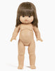 The Minikane Standing Doll (14") - Chléa stands upright against a white background, featuring straight brown hair with bangs, anatomically correct details, and neutral facial features. Clothing sold separately.