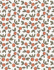 A seamless pattern featuring small, hand-drawn oranges with green leaves scattered on a light-colored background. The oranges are round and bright, reminiscent of the playful designs often seen on Minikane Doll Clothing | Pajamas and Eye Mask in Orange Blossom, creating a lively and fresh design.