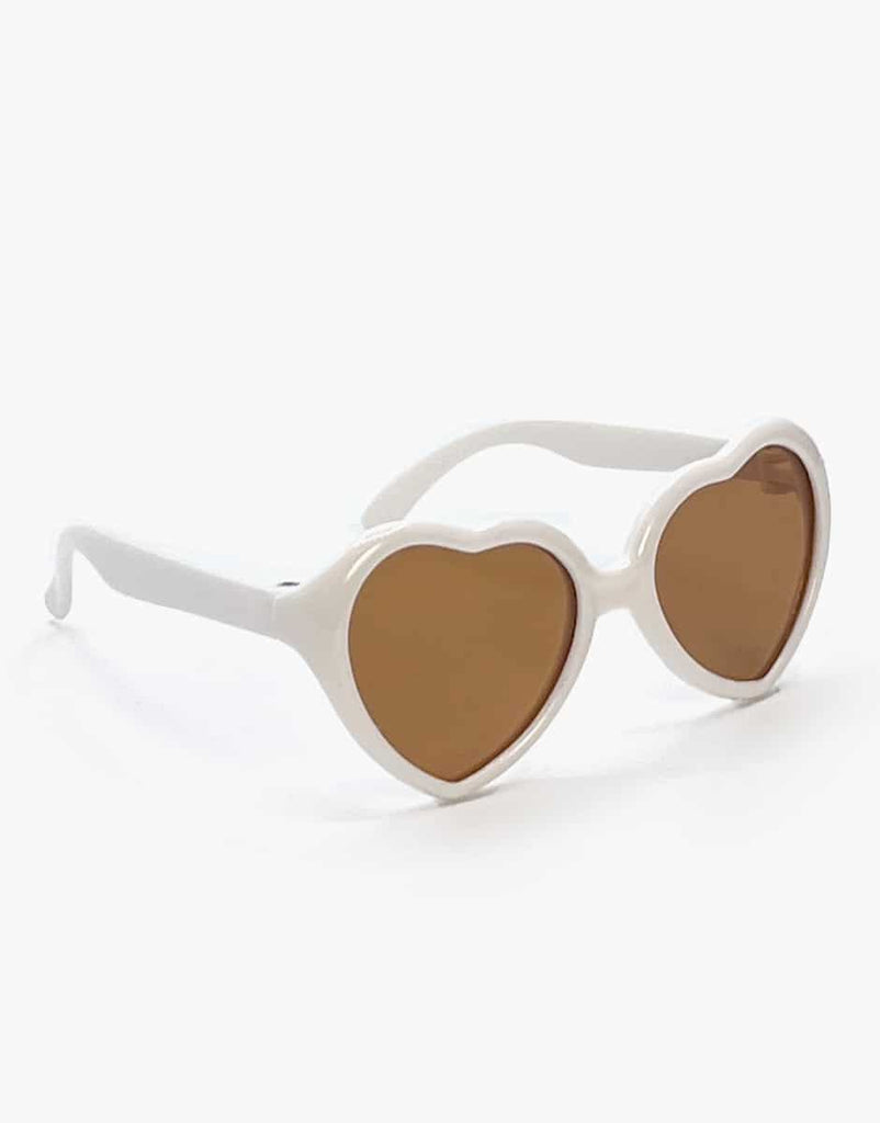 Minikane Doll Accessories | Loona Cream Heart Sunglasses: Cream-framed, heart-shaped sunglasses with brown lenses, shown on a plain white background—perfect for accessorizing your 13" Minikane doll or adding to your Minikane glasses collection.