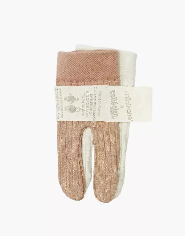 Pack of 2 soft lurex tights in rosewood for 13-inch dolls—perfect fit for Minikane dolls.