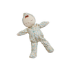 Olli Ella Dozy Dinkum - Pickle Blossom: A cloth doll with closed eyes, dressed in a blue and yellow floral-patterned onesie and matching cap, lying on a white background—part of the delightful Dozy Dinkum collection.