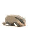 A Ostheimer Badger - Head Down, handcrafted with visible wood grain and shaded details, positioned against a plain white background.