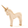 A Ostheimer Unicorn toy isolated on a white background, featuring simplistic design with smooth contours and a spiraled horn.