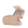 A Ostheimer Donkey - Resting figurine painted in shades of gray and beige, shown in profile against a plain white background.
