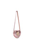 Konges Sloejd Tut Kitty Shoulder Bag in pink glitter, featuring a graphic of a kitten in a cocktail glass on the front.