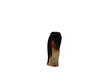 The Handmade Holzwald Penguin, Head Down, is a small, hand-carved wooden figurine with a black head, brown beak, and light body—an adorable sustainable toy for any collection. Photographed centered on a plain white background.