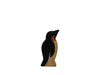 The Handmade Holzwald Penguin, Head Up features a black back, head, and beak with orange neck details and a natural wood belly—an adorable addition to any wooden toy collection.