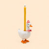 The Pink Goose Cake Topper—shaped like a whimsical pink goose adorned with festive details and holding a candle—is a handcrafted birthday decoration that doubles as a charming collectible keepsake for any celebration.