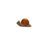 The Handmade Holzwald Snail is a small wooden figurine featuring a brown spiral shell and smooth light brown body—an ideal, charming, and sustainable toy for your collection.