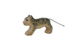 A Handmade Holzwald Small Snow Leopard with stripes is shown in profile on a plain white background.