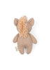 The Konges Sloejd Mini Unicorn Stuffed Animal is a soft, light brown organic cotton baby toy with a fluffy yarn mane, small round ears, and a fabric tag—perfect for babies and their toy animal collections.