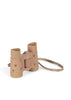 Konges Sloejd Explorer Binoculars - Cherry: Tan binoculars with colorful cherry patterns, lightweight build, adjustable focus, and a tan carrying strap, shown against a plain white background.