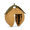 The CE-tested Konges Sloejd Door Stopper - Lemon is a silicone lemon-shaped mold with green leaves and a wedge opening revealing inner compartments—ideal for making ice or serving as a fun and functional silicone door stopper.