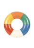 The Konges Sloejd Junior Swim Ring - Multi features six colored segments (yellow, orange, green, blue, red, white), creating a perfect children’s pool float or swim accessory. Final Sale. Shown on a plain white background.