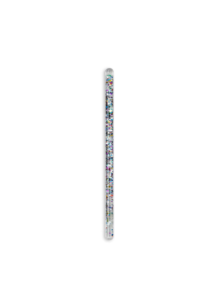The Konges Sloejd Magical Glitter Wand - Star Glitter features a clear wand filled with small, colorful beads arranged in a line, displayed against a plain white background.