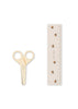 A pair of gold-colored scissors and a transparent ruler adorned with small orange floral designs from the Konges Sloejd Creative Art Caddy - Tiger set, both essential additions to any creative toolbox, are displayed on a white background.