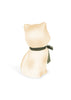 The Konges Sloejd Money Bank - Kitty is a cream-colored ceramic cat figurine, shown from the back with a green ribbon around its neck. This adorable handpainted money bank adds a charming touch to any space while keeping your savings secure.
