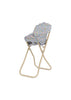 The Konges Sloejd High Chair - Rose Flower is a beige, foldable doll high chair with a detachable seat and backrest featuring colorful, floral-patterned fabric, shown against a white background.