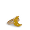 The Konges Sloejd 12 Pack Ring Set includes a gold adjustable ring with a yellow crescent moon face, three star accents, and decorative motifs—perfect for little fingers and shown on a white background.