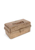 A rectangular Konges Sloejd Creative Art Caddy - Tiger, made of gold glitter-covered plastic with a top handle, is shown at an angle against a white background.