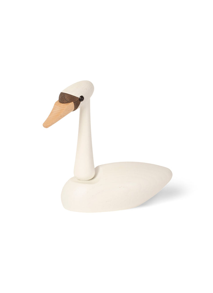 A Spring Copenhagen The Cygnet (white) figure of a cygnet with a smooth white body, a brown and black beak, and a beige base, isolated on a white background.