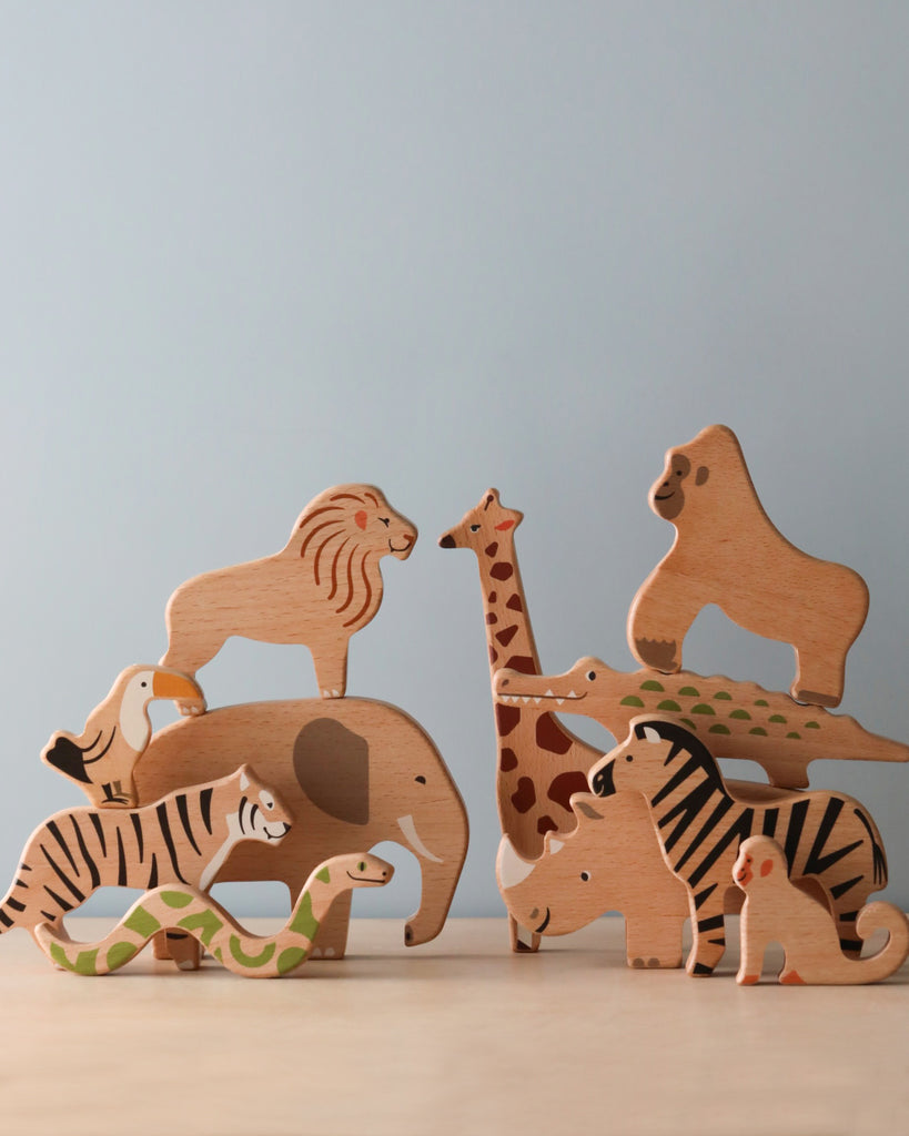 wooden wild animals toy set