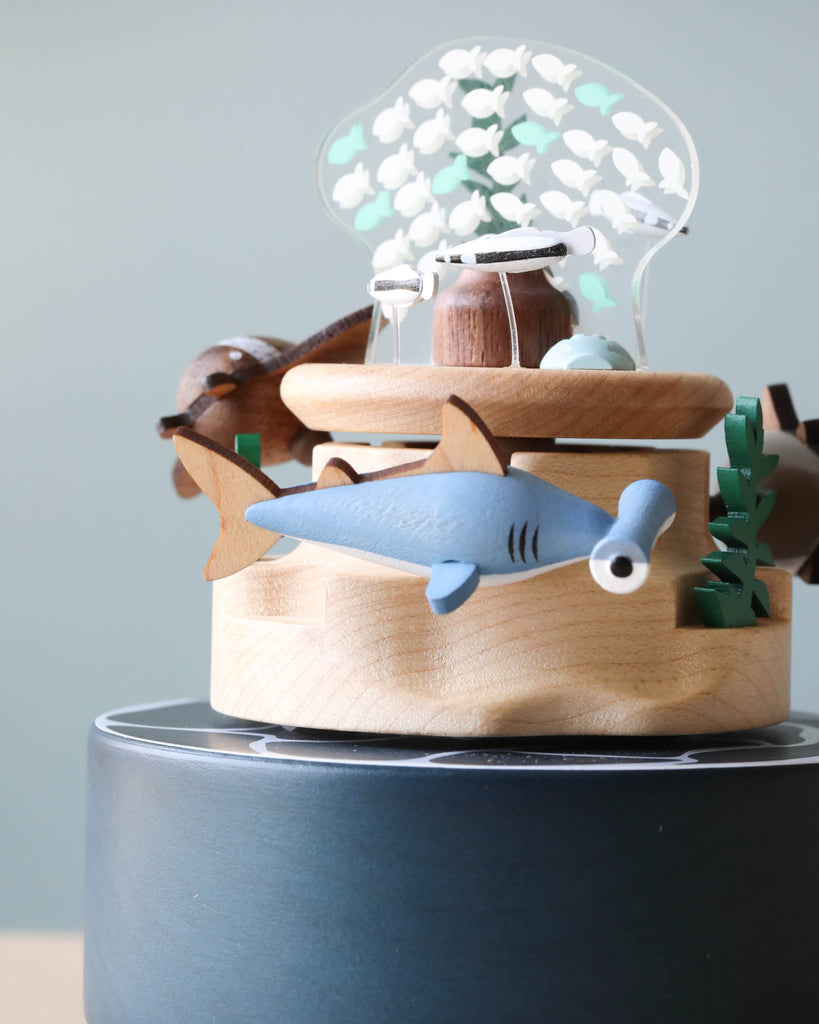 Ocean themed music box with sharks and stingrays going around
