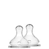 Two transparent glass penguin-shaped figurines standing side by side with a plain white background, resembling a Medical Grade Silicone Baby Bottle in clarity and safety.