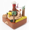 Dinosaur and volcano themed wooden music box
