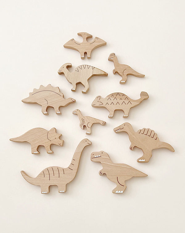 natural wooden dinosaur toys