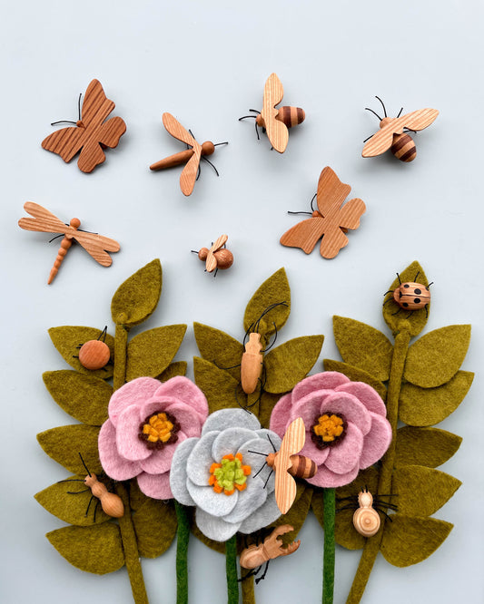 Handmade 11-Piece Wooden Insects