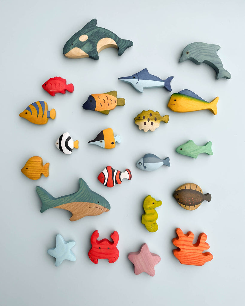 colorful wooden fish toys