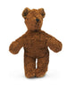 A brown, slightly worn Senger Naturwelt Bear Stuffed Animal standing upright against a white background. The bear, handmade using sustainable practices by Senger Naturwelt, has a stitched nose and expressive eyes, giving it a
