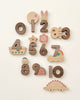 Numbers Play Block Set wooden number blocks from 0 to 10, each creatively designed with cute elements like animals and objects, arranged against a white background.