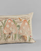Decorative Coral & Tusk Mushroom Forest Pocket Pillow featuring an illustrated design with a large mushroom house, small foraging chipmunks, and green foliage on a beige background, positioned against a neutral grey surface.