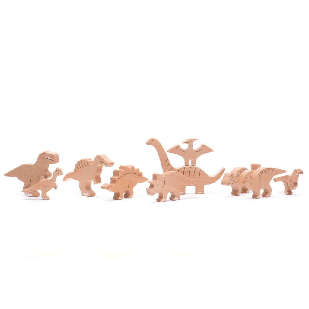 natural wooden dinosaur toys