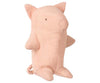 A pink plush Noah's Friends Stuffed Animals doorstop seen from a side angle, designed as a perfect baby gift with a simplistic design, minimal features, sturdy upright posture, and a textured fabric finish.