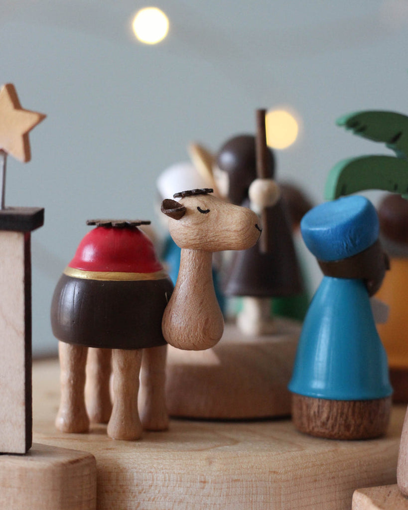 wooden music box with the nativity scene