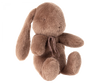 Brown plush bunny with bow around its neck. 