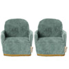 Two teal color chairs. White background. 